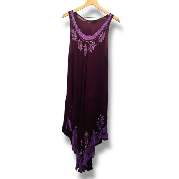 Just Love Plus Size Womens Purple Embroidered Beaded Dress Beach Resort Cover Up - Picture 1 of 15